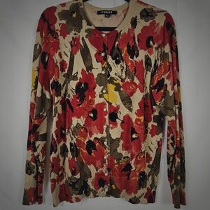 Chaus Floral Print Buttoned Cardigan